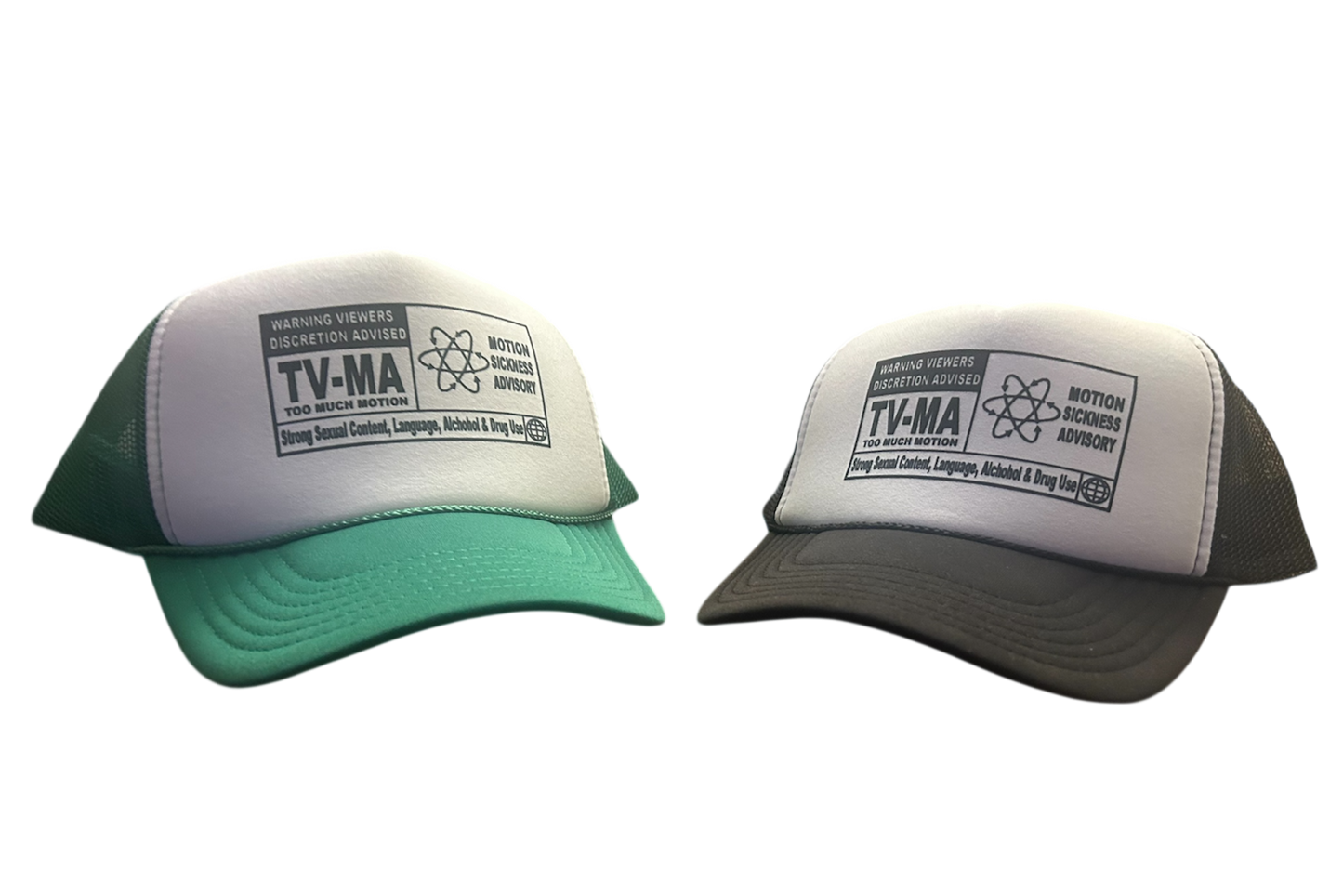"TV-MA Motion Sickness Advisory" Two-Tone Trucker Hat