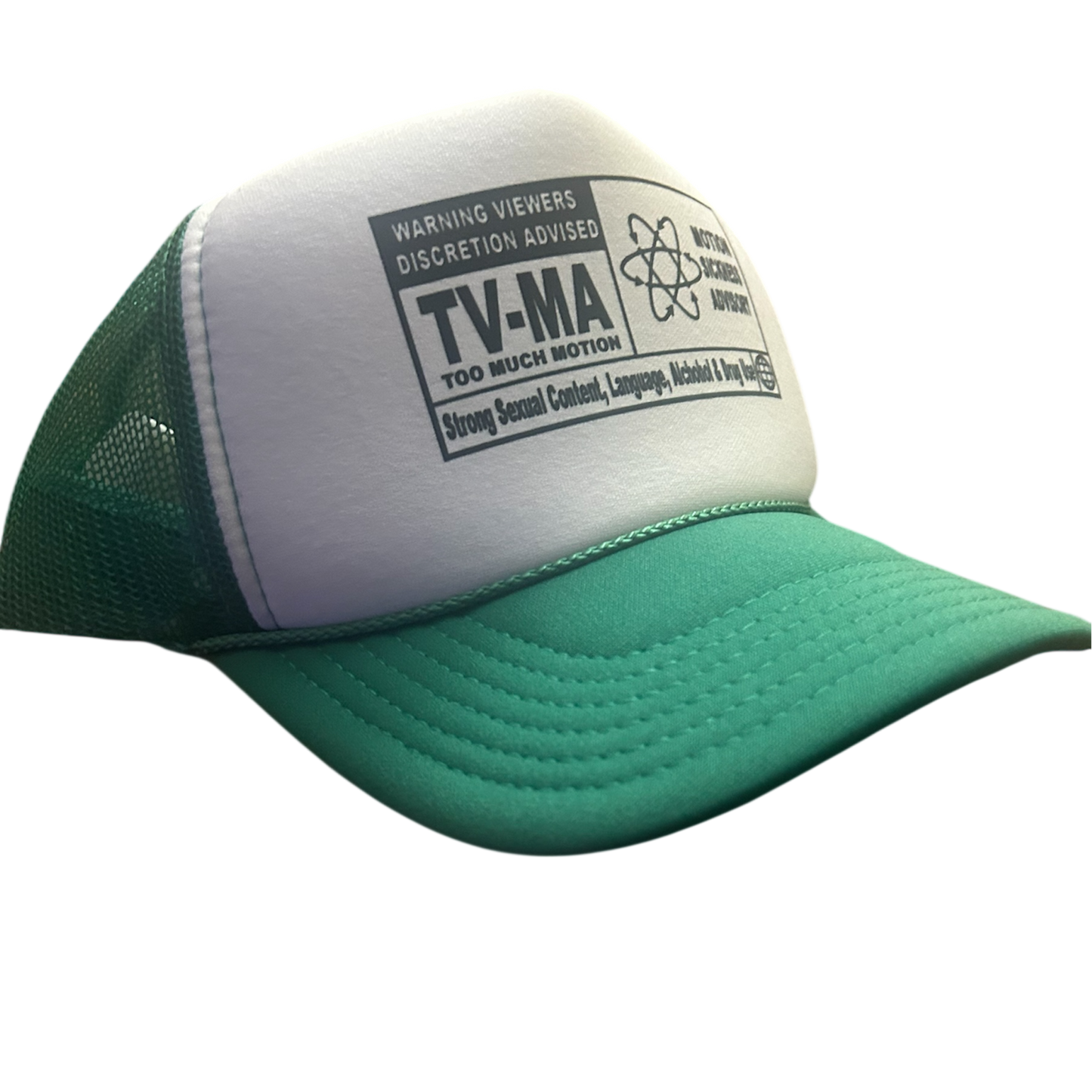 "TV-MA Motion Sickness Advisory" Two-Tone Trucker Hat