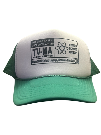 "TV-MA Motion Sickness Advisory" Two-Tone Trucker Hat