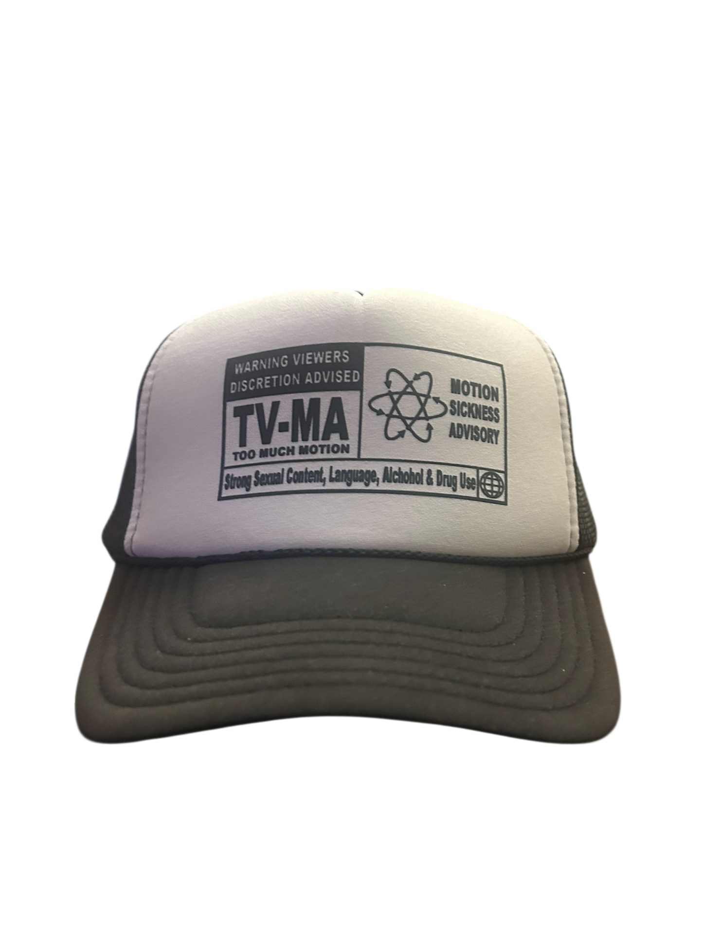 "TV-MA Motion Sickness Advisory" Two-Tone Trucker Hat